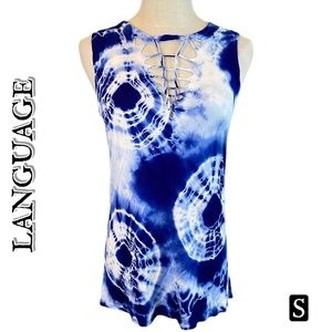 Language Razor Cutouts Tie-Dye Tank Top S